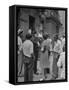 People Gathering around a Police Officer in Harlem-null-Framed Stretched Canvas
