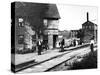 People Hanging Around Outside Railroad Station-Wallace G^ Levison-Stretched Canvas