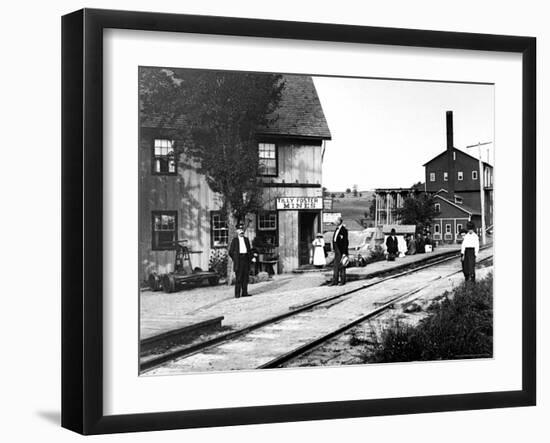 People Hanging Around Outside Railroad Station-Wallace G^ Levison-Framed Photographic Print