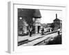 People Hanging Around Outside Railroad Station-Wallace G^ Levison-Framed Photographic Print