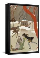 People Ice Skating-Georges Barbier-Framed Stretched Canvas
