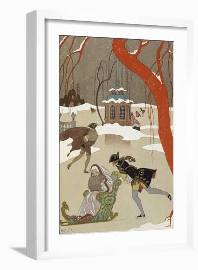 People Ice Skating-Georges Barbier-Framed Giclee Print