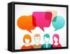 People Icons with Colorful Dialog Speech Bubbles-Marish-Framed Stretched Canvas