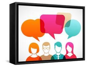 People Icons with Colorful Dialog Speech Bubbles-Marish-Framed Stretched Canvas