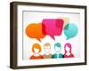 People Icons with Colorful Dialog Speech Bubbles-Marish-Framed Art Print