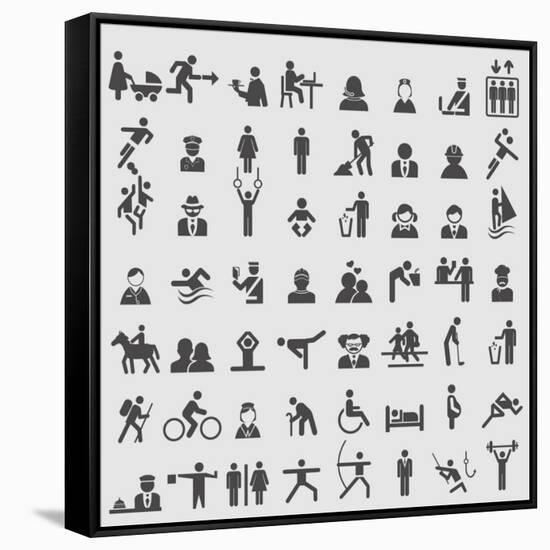 People Icons-ekler-Framed Stretched Canvas
