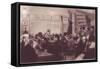 People in a Busy Cafe in Montparnasse, Paris-null-Framed Stretched Canvas