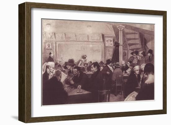 People in a Busy Cafe in Montparnasse, Paris-null-Framed Art Print