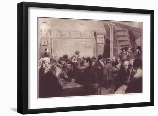 People in a Busy Cafe in Montparnasse, Paris-null-Framed Art Print