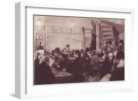 People in a Busy Cafe in Montparnasse, Paris-null-Framed Art Print