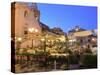 People in a Restaurant, Taormina, Sicily, Italy, Europe-Vincenzo Lombardo-Stretched Canvas