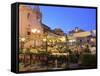 People in a Restaurant, Taormina, Sicily, Italy, Europe-Vincenzo Lombardo-Framed Stretched Canvas