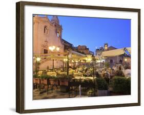 People in a Restaurant, Taormina, Sicily, Italy, Europe-Vincenzo Lombardo-Framed Photographic Print