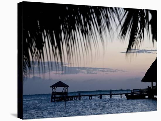 People in Beach Bar Near the Moorings at Sunset, Placencia, Belize, Central America-Jane Sweeney-Stretched Canvas