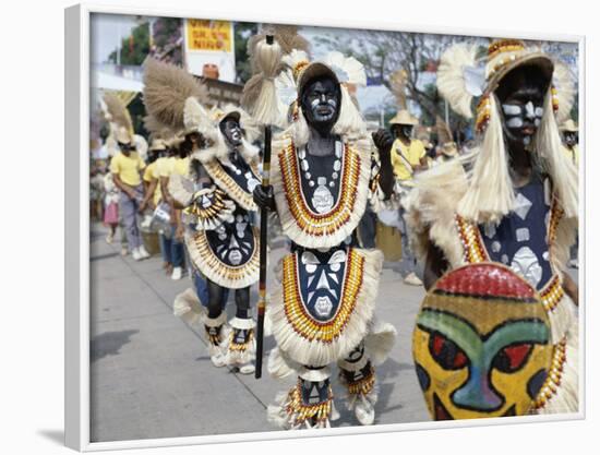 People in Costume and Facial Paint, Ati Atihan Festival, Kalibo, Philippines, Southeast Asia-Adina Tovy-Framed Photographic Print