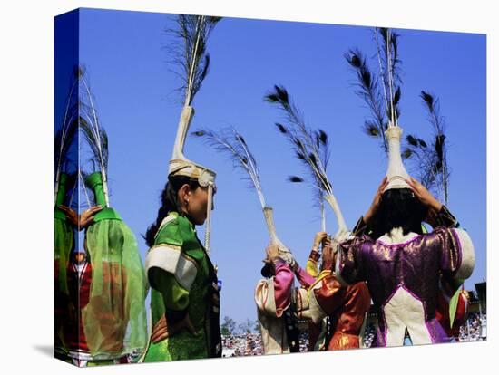 People in Costumes at the Naadam Festival, Ulaan Baatar (Ulan Bator), Mongolia, Asia-Bruno Morandi-Stretched Canvas