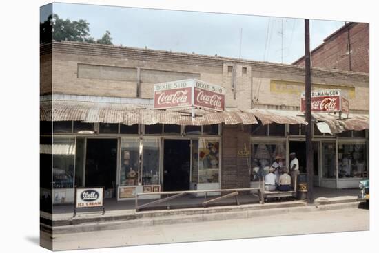 People in Front of Shops and under Metal Awning on Edisto Island, South Carolina, 1956-Walter Sanders-Stretched Canvas