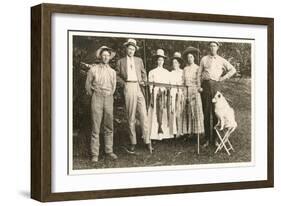 People in Hats with Fish and Dog-null-Framed Art Print