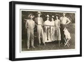 People in Hats with Fish and Dog-null-Framed Art Print