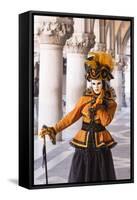People in Masks and Costumes, Carnival, Venice, Veneto, Italy, Europe-Jean Brooks-Framed Stretched Canvas