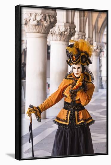 People in Masks and Costumes, Carnival, Venice, Veneto, Italy, Europe-Jean Brooks-Framed Photographic Print