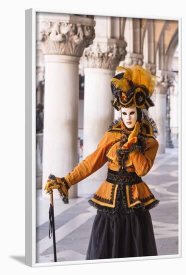 People in Masks and Costumes, Carnival, Venice, Veneto, Italy, Europe-Jean Brooks-Framed Photographic Print