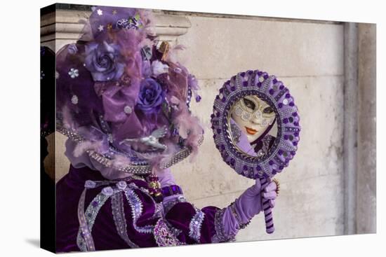 People in Masks and Costumes, Carnival, Venice, Veneto, Italy, Europe-Jean Brooks-Stretched Canvas