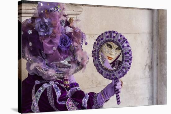 People in Masks and Costumes, Carnival, Venice, Veneto, Italy, Europe-Jean Brooks-Stretched Canvas