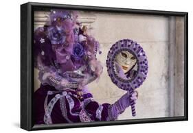 People in Masks and Costumes, Carnival, Venice, Veneto, Italy, Europe-Jean Brooks-Framed Photographic Print