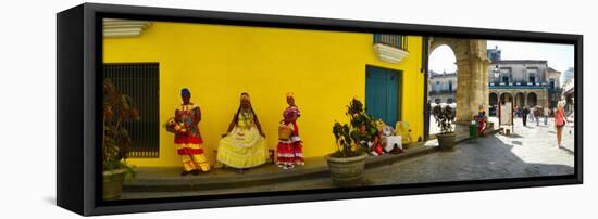 People in Native Dress on Plaza De La Catedral, Havana, Cuba-null-Framed Stretched Canvas