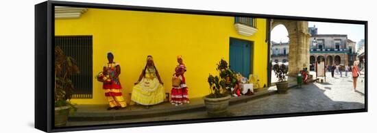 People in Native Dress on Plaza De La Catedral, Havana, Cuba-null-Framed Stretched Canvas