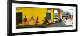 People in Native Dress on Plaza De La Catedral, Havana, Cuba-null-Framed Photographic Print