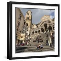 People in the Sun on Cathedral Steps in Spring-Eleanor Scriven-Framed Photographic Print