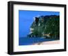 People in Water at Tumon Beach with Amantes (Two Lovers) Point Behind, Tumon, Guam-John Elk III-Framed Photographic Print