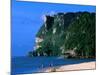 People in Water at Tumon Beach with Amantes (Two Lovers) Point Behind, Tumon, Guam-John Elk III-Mounted Photographic Print