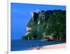 People in Water at Tumon Beach with Amantes (Two Lovers) Point Behind, Tumon, Guam-John Elk III-Framed Photographic Print