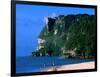 People in Water at Tumon Beach with Amantes (Two Lovers) Point Behind, Tumon, Guam-John Elk III-Framed Photographic Print