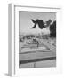 People Jumping on Trampolines-Ralph Crane-Framed Photographic Print