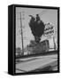 People Jumping on Trampolines-Ralph Crane-Framed Stretched Canvas