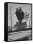 People Jumping on Trampolines-Ralph Crane-Framed Stretched Canvas