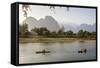 People Kayaking on the Nam Song River, Vang Vieng, Laos, Indochina, Southeast Asia, Asia-Yadid Levy-Framed Stretched Canvas