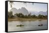 People Kayaking on the Nam Song River, Vang Vieng, Laos, Indochina, Southeast Asia, Asia-Yadid Levy-Framed Stretched Canvas