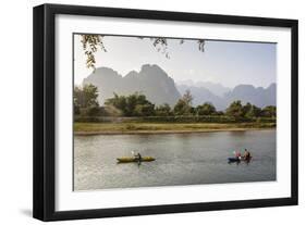 People Kayaking on the Nam Song River, Vang Vieng, Laos, Indochina, Southeast Asia, Asia-Yadid Levy-Framed Photographic Print