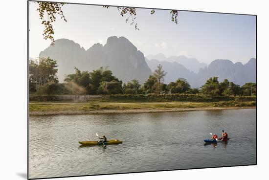 People Kayaking on the Nam Song River, Vang Vieng, Laos, Indochina, Southeast Asia, Asia-Yadid Levy-Mounted Photographic Print