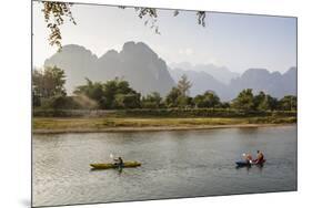 People Kayaking on the Nam Song River, Vang Vieng, Laos, Indochina, Southeast Asia, Asia-Yadid Levy-Mounted Photographic Print