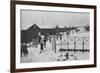 People Leaving Buddhist Church, Winter-Ansel Adams-Framed Art Print