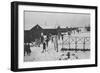 People Leaving Buddhist Church, Winter-Ansel Adams-Framed Art Print