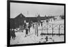 People Leaving Buddhist Church, Winter-Ansel Adams-Framed Art Print