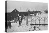 People Leaving Buddhist Church, Winter-Ansel Adams-Stretched Canvas