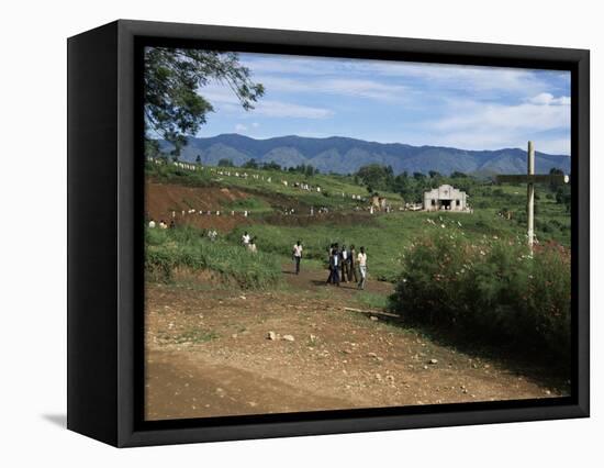 People Leaving Church on a Sunday, Fort Portal, Uganda, East Africa, Africa-David Poole-Framed Stretched Canvas